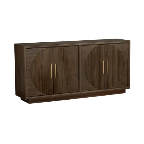 Brown Wooden 4 Door Credenza Sideboard