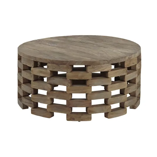 Brown Wood Round Cocktail Coffee Table