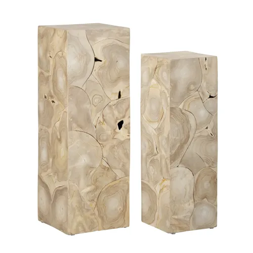 2 Piece Teak Pedestal/plant Stand Set