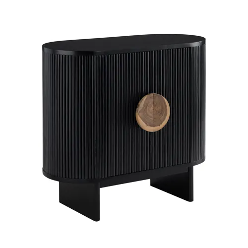 Black Wooden Two Door Accent Cabinet With Sleek Storage