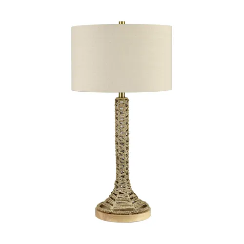 Set Of 2  Rattan Table Lamp With Linen Shade