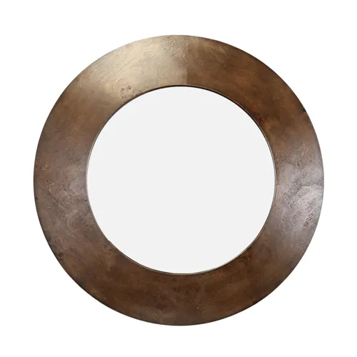 Edmond Round Rustic Bronze Wall Mirror