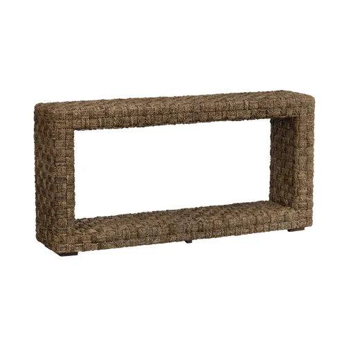 W Brown Wood One Shelf Accent Console Sofa Table