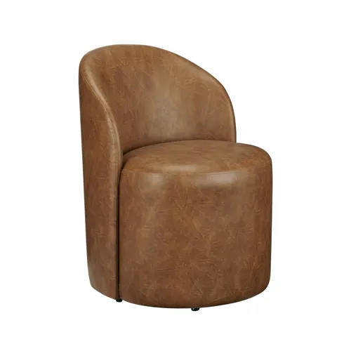 Set Of 2 Warm Brown Vegan Leather Upholstered Dining Chairs