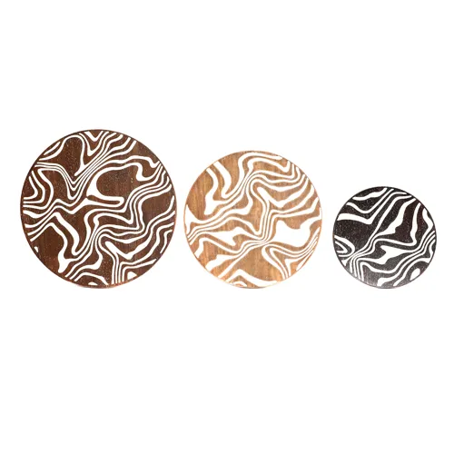 Triple Swirl 3-piece Round Abstract Wooden Wall Accents
