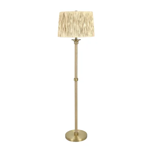 Metal And Rope Floor Lamp With Textured Linen Shade