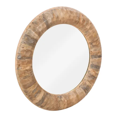Gibson Round Natural Wood Frame Wall Mirror
