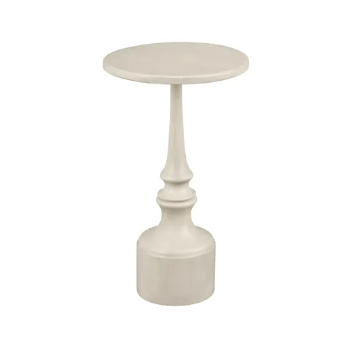 Round Cream Wooden Accent End Table