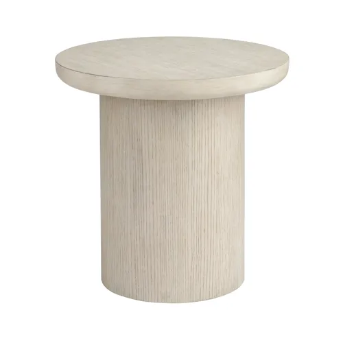 Round Cream Wooden Accent End Table