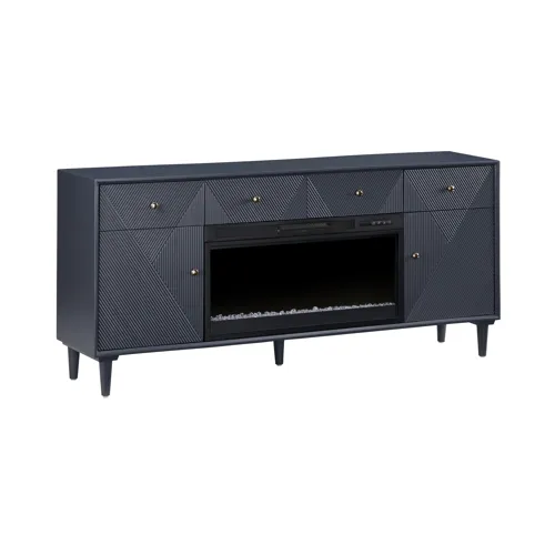 Navy Sideboard/credenza With Fireplace Insert