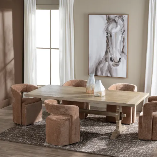 Set Of 2 Rust Upholstered Dining Chairs