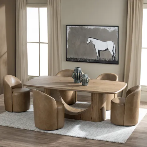 Set Of 2 Light Brown Vegan Leather Upholstered Dining Chairs