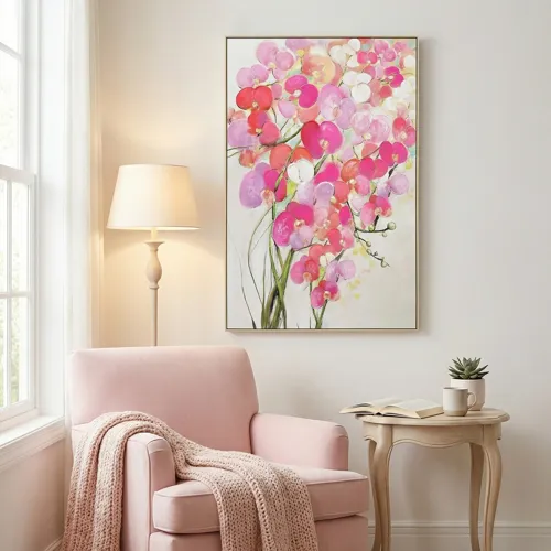 Orchid Dream Hand-painted Pink Floral Framed Canvas Wall Art