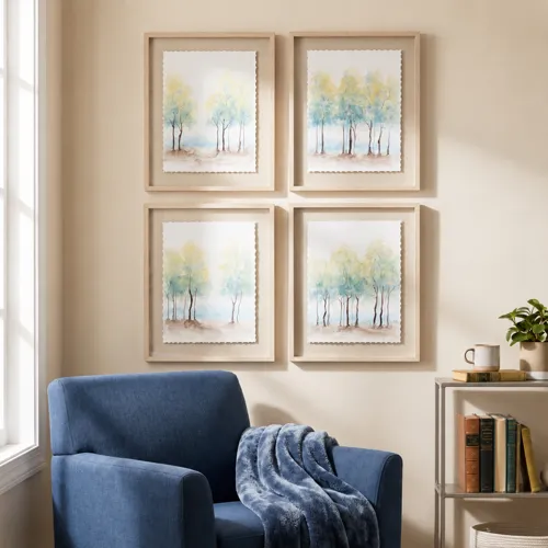 Pastel Forest 4-piece Framed Wall Art Set