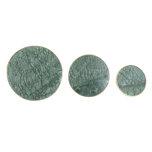 Seville 3-piece Modern Marble-effect Green And Gold Framed Wall Art