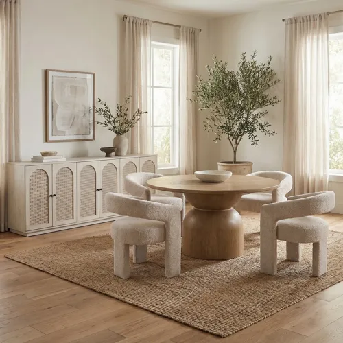 W Round Brown Dining Table