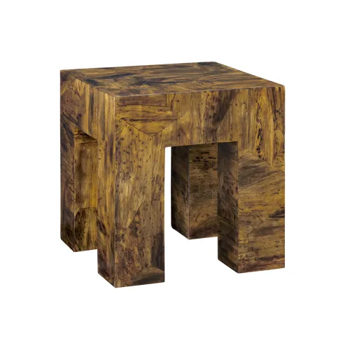 Square Brown Wooden Accent End Table