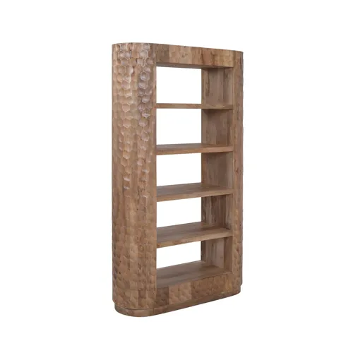 80 In. Rectangle Brown Solid Wood Grain 5 Shelf Etagere/bookcase