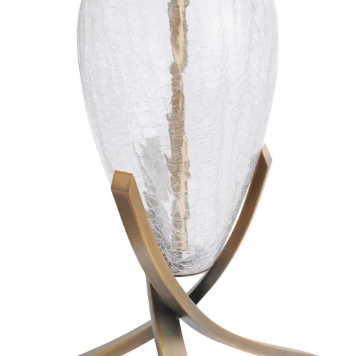 Clear Glass And Gold Metal Table Lamp With White Linen Drum Shade