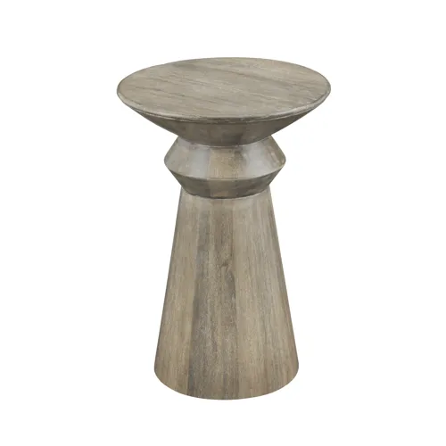 Round Brown Wooden Accent End Table