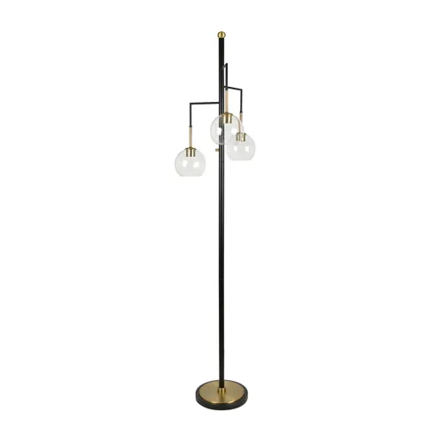 Black And Gold Metal Floor Lamp With Glass Shades
