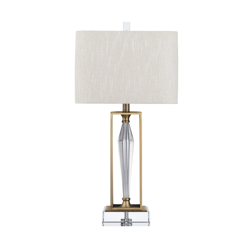 Crystal & Metal Table Lamp With Linen Shade