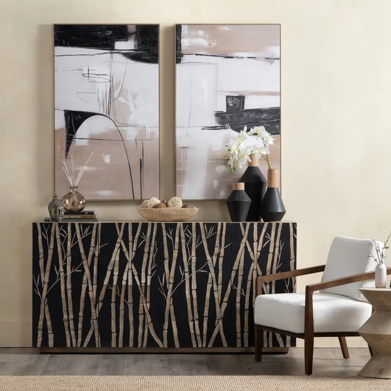 Brown & Black 4-door Media Credenza/sideboard