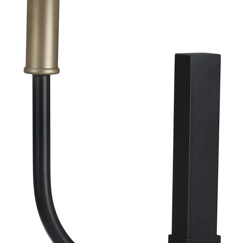 Black And Gold Metal Floor Lamp With Linen Shade