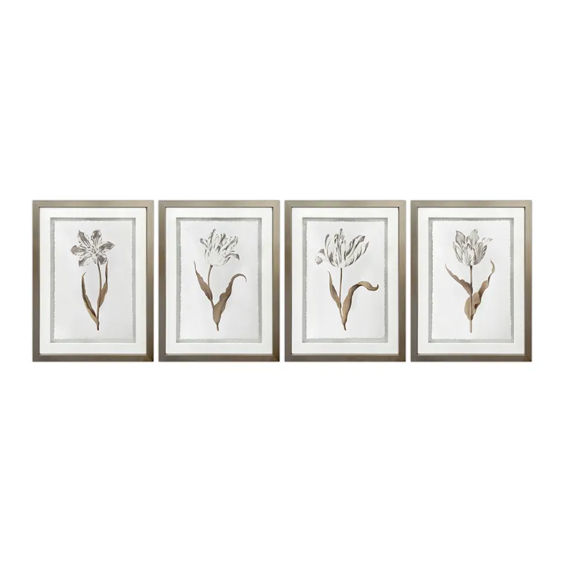 Gilded Botanicals 4-piece Framed Wall Art Set