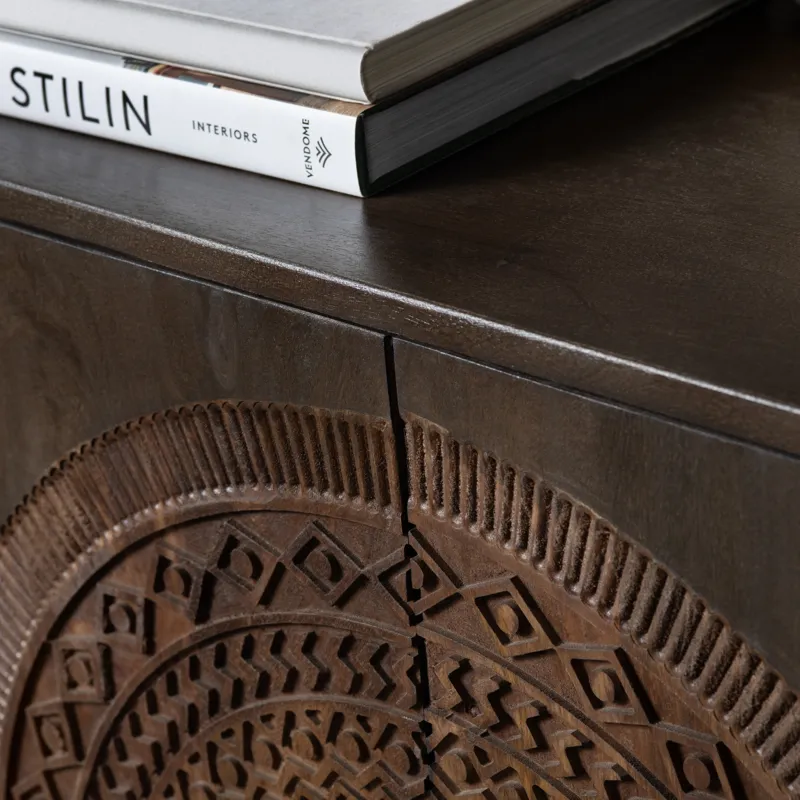 Solid Wood & Metal 4-door Media Credenza/sideboard