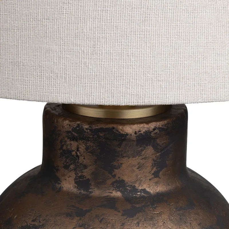 Ceramic And Metal Table Lamp With Oat Linen Shade