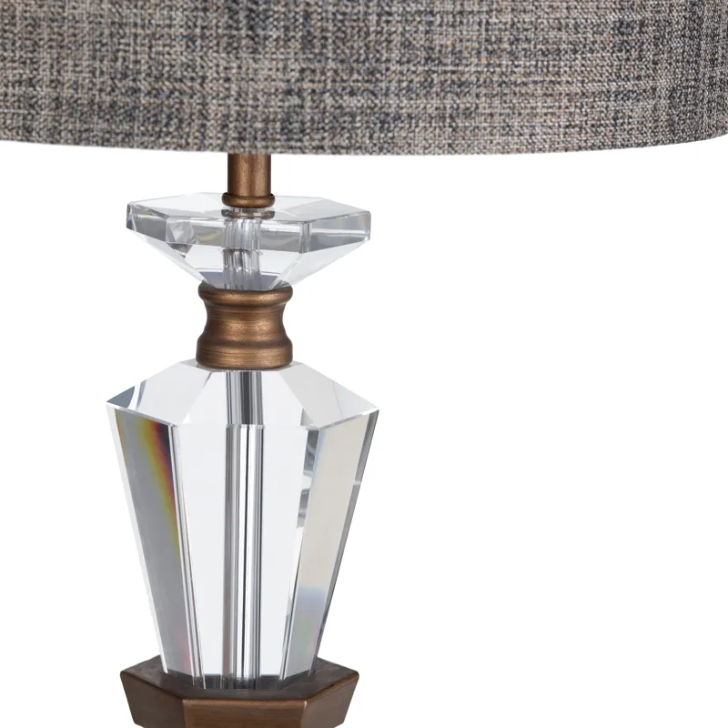Crystal & Metal Table Lamp With Shade