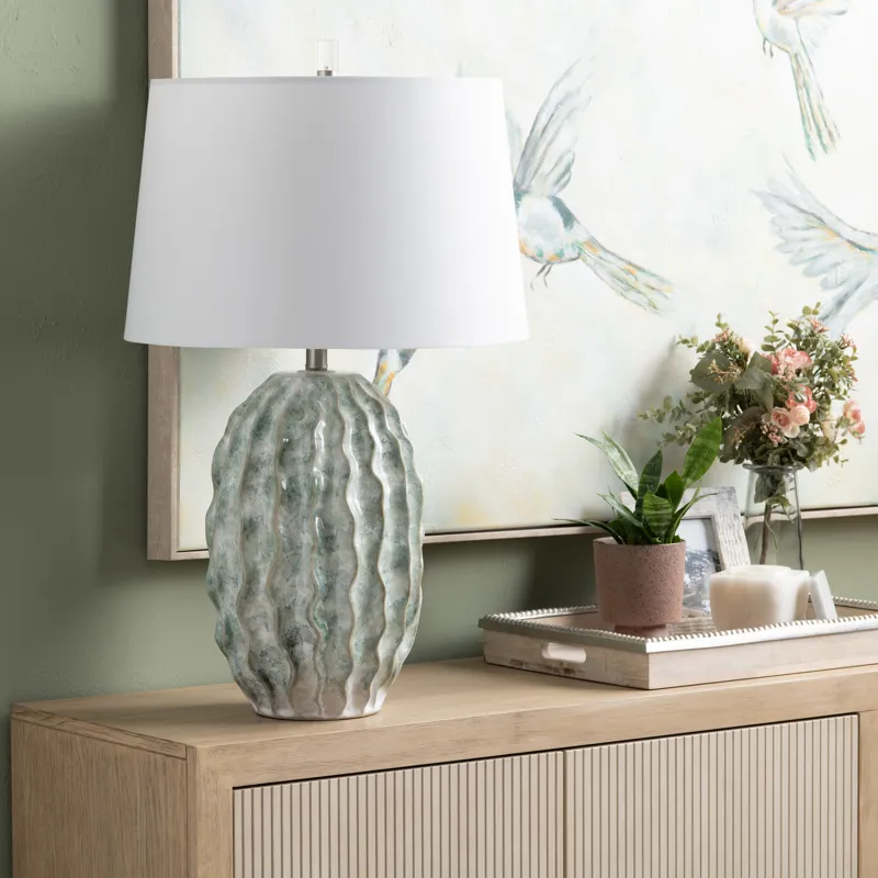 Coastal Ceramic Table Lamp With White Shade