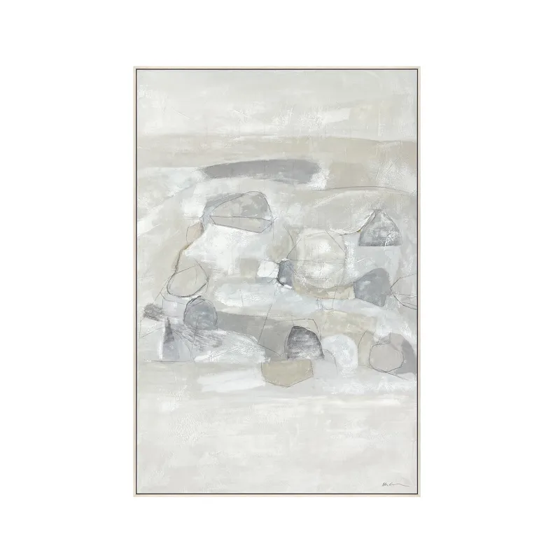 Evell Abstract Neutral Framed Canvas Wall Art