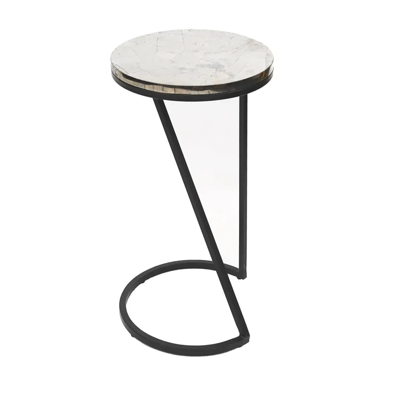 Cream Pyrate And Metal Round Accent/end Table