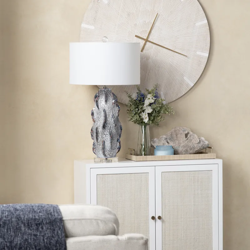 Ceramic, Table Lamp With Hardback Drum Shade
