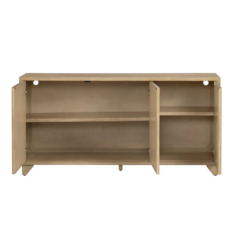 Smooth Tan 3-door Reeded Media Credenza/sideboard