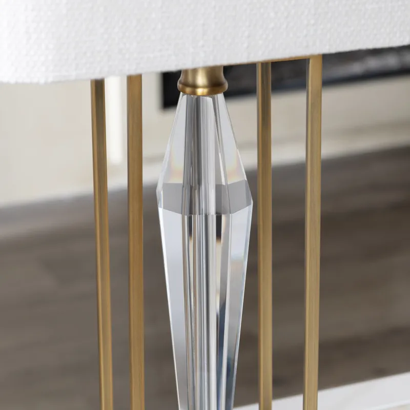 Crystal & Metal Table Lamp With Linen Shade