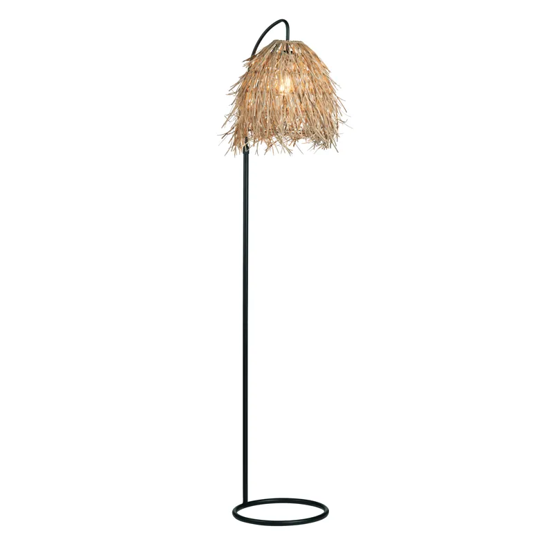 Metal Floor Lamp With Rafia Shade
