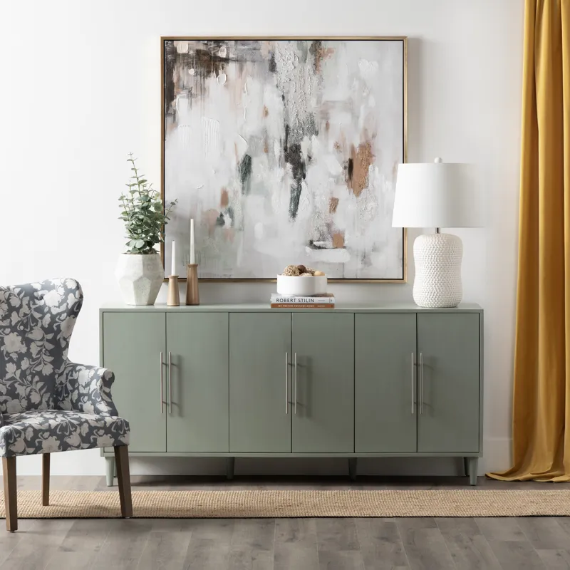 Sea Foam Green 6 Door Media Credenza/sideboard