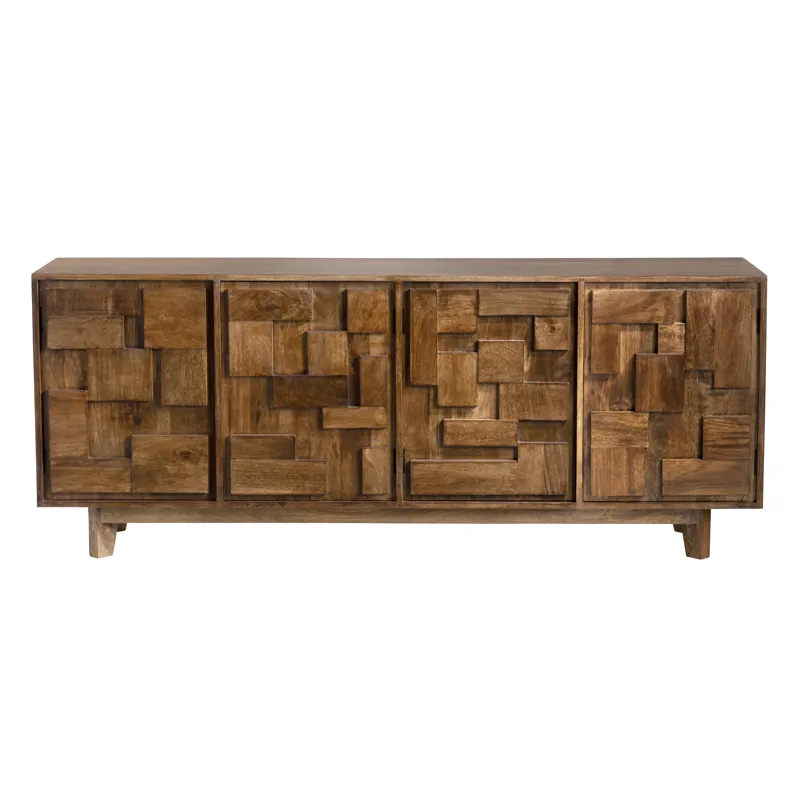 Solid Wood 4-door Media Credenza/sideboard