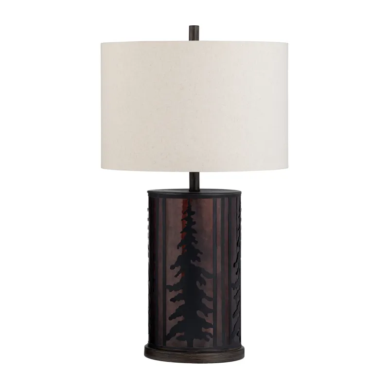 Metal Table Lamp With Nightlight And Mica Shade