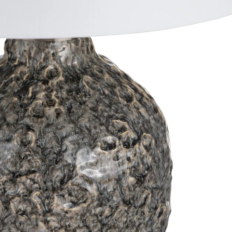 Blue Gray Textured Ceramic Table Lamp With Shade