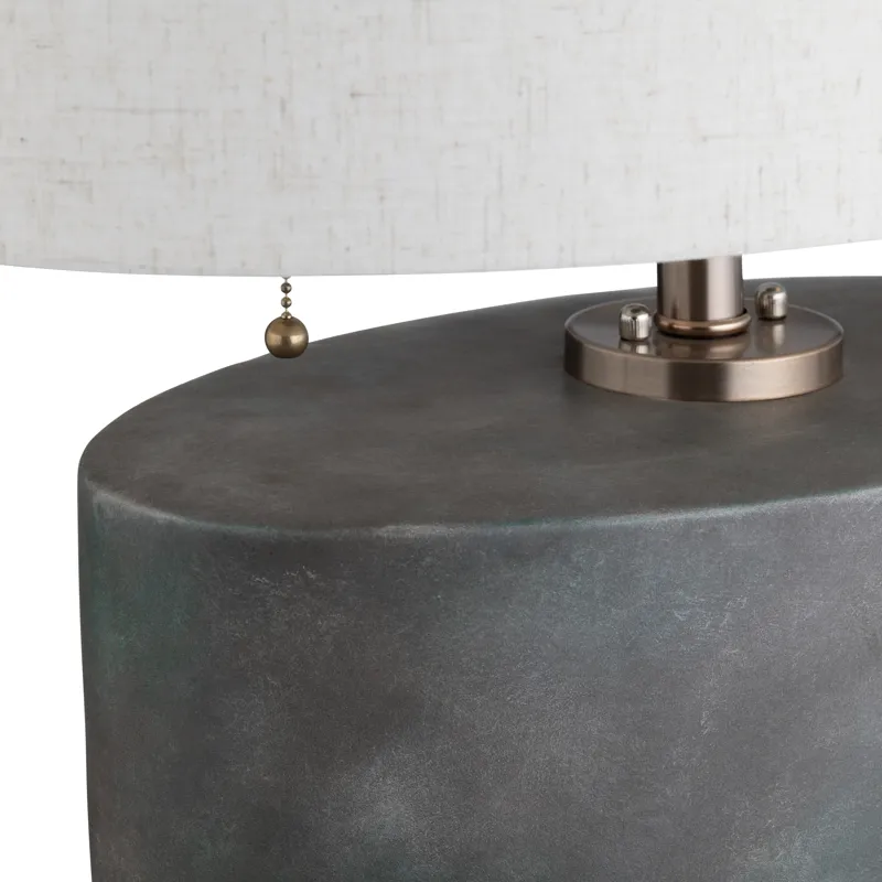 H Ceramic Table Lamp With Linen Shade