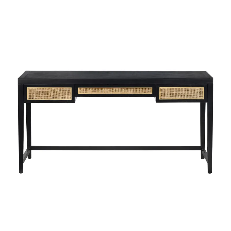 Black Transitional Writing Desk With 3 Drawers