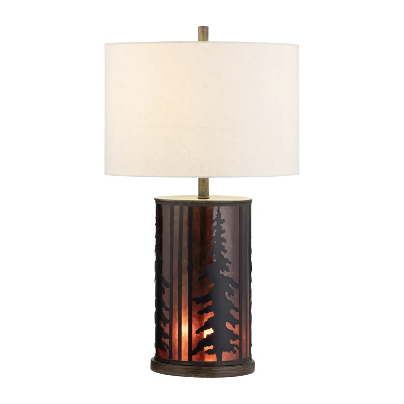 Metal Table Lamp With Nightlight And Mica Shade