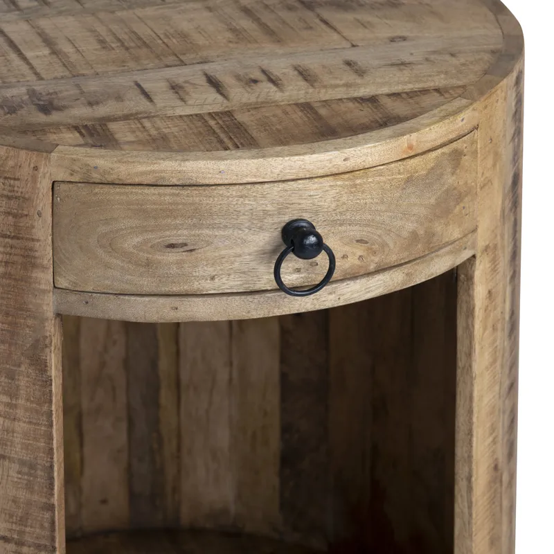 Solid Mango Brown Round Accent/end Table