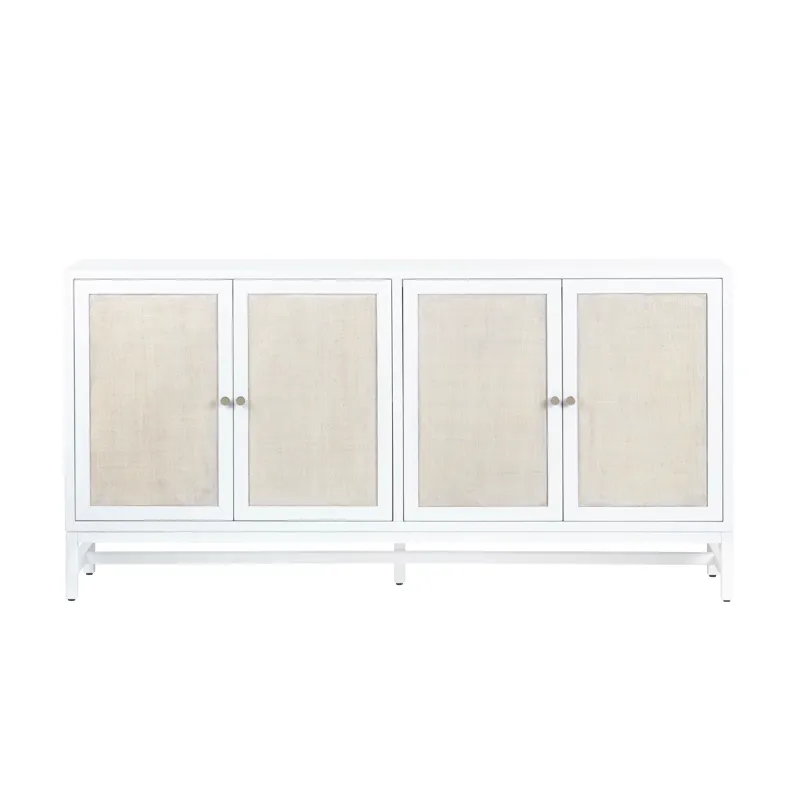 White-washed And Cream 4-door Media Credenza/sideboard