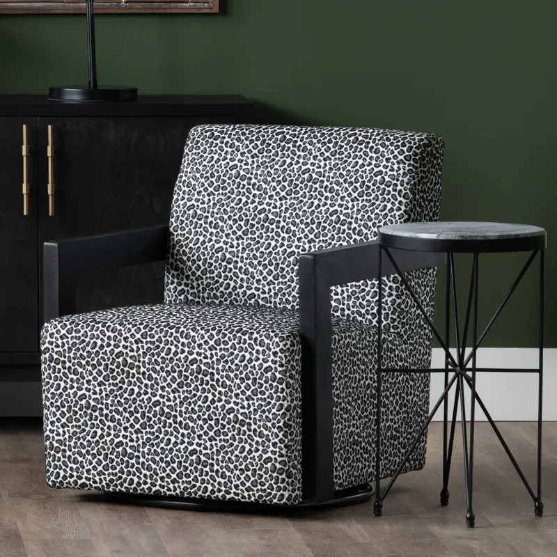 Grey Marble And Metal Round Accent/end Table