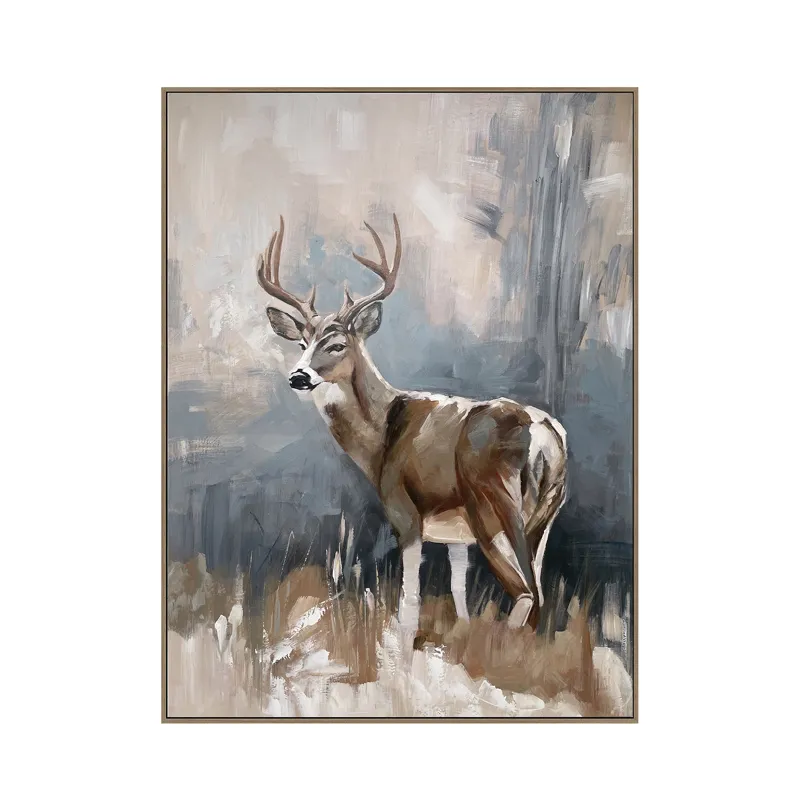 Buck At Dawn Framed Canvas Wall Art